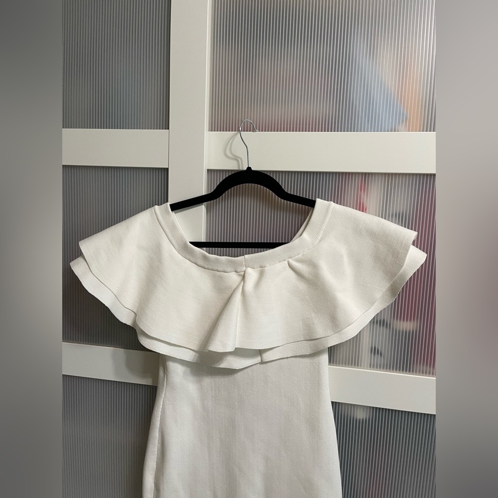 Women’s Endless Rose XS White Off-Shoulder Ruffled Sheath Mini Dress - Picture 4 of 5
